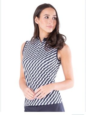 Nivo Womens Savanna Sleeveless Mock  Golf Polo, Navy, Sz: XL; EUC